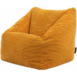 Pouf Fauteuil Enfant en Velours Côtelé Morgan, Poufs de Chambre, Jaune Ocre - Jaune Ocre - Icon