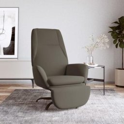 Chaise de relaxation Fauteuil relax - et repose-pied Gris foncé Tissu microfibre Bonnevie 54141
