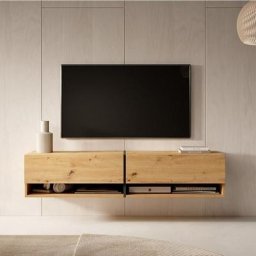 Selsey - mirrgo - Meuble tv 140 cm chêne artisan avec insert graphite