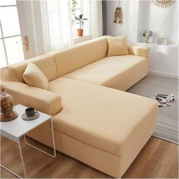 Housse de canapé d'angle en forme de l avec housse élastique pour canapé 1/2/3/4 places (Le canapé