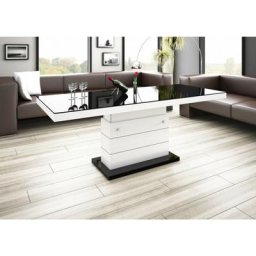 Table basse relevable extensible 120-170 x 75 x 50-65 cm - Blanc/Noir - Blanc/Noir
