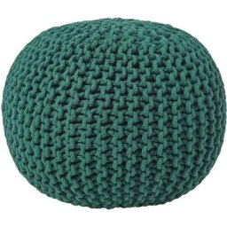 Pouf en tricot rond Vert - Vert Anglais - Homescapes