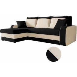 Habitat Et Jardin - Canapé d'angle convertible en tissu Kris - 3 places - Beige/Noir