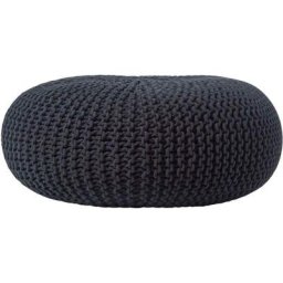 HOMESCAPES Pouf en tricot rond Noir Très grand - Noir
