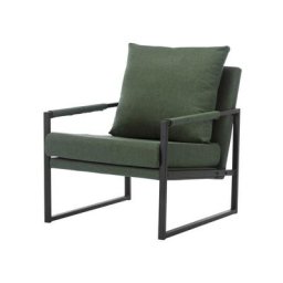 Scott - Fauteuil lounge en tissu Sauge et métal noir - Vert