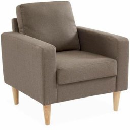Alice's Garden - Fauteuil scandinave en tissu marron - Bjorn - Canapé 1 place fixe droit pieds bois
