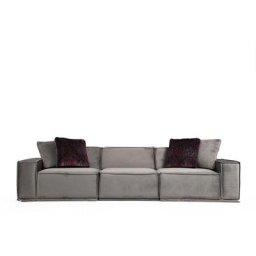 Canapé modulable 3 places avec 2 coussins Buhaj Bois massif et Tissu Gris - Gris
