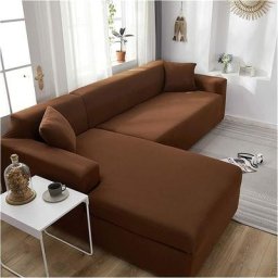 Housse de canapé d'angle en forme de l avec housse élastique pour canapé 1/2/3/4 places (Le canapé