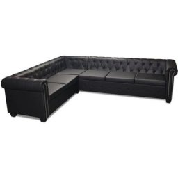 Vidaxl - Canapé d'angle Chesterfield 6 Places Cuir artificiel Noir Black
