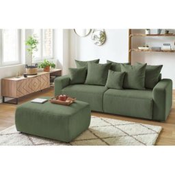 Canapé droit convertible Bobochic Canapé droit convertible coffre envy velours côtelé avec pouf