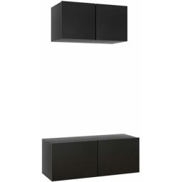 Ensemble de meuble tv 2 pcs Noir Aggloméré Vidaxl Black