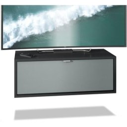 Meuble de tv Armoire suspendue Lowboard Lana noir mat - haute brillance - Façades en Graphite