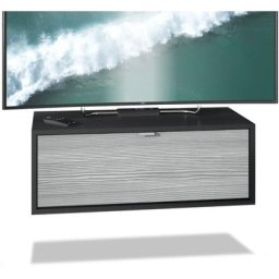 Meuble de tv Armoire suspendue Lowboard Lana noir mat - haute brillance - Façades en