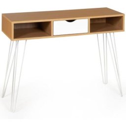 Idmarket - Console vintage noemi 1 tiroir bois pied épingle blanc - Blanc
