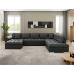 Chuck - canapé panoramique xxl - convertible avec coffre - 7 places - style contemporain - droit
