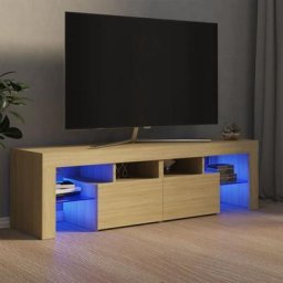 Meuble tv avec lumières led | Banc tv Armoire de rangement Chêne sonoma 140x36,5x40 cm 29129 - Brun