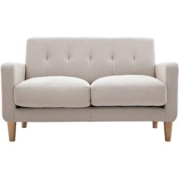 Canapé scandinave 2 places en tissu beige naturel et bois clair LUNA - Beige naturel