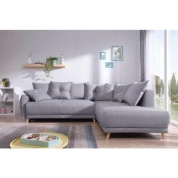 Lena - canapé d'angle droit convertible - 5 places - gris clair - style scandinave - gris clair