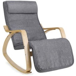 Songmics - Fauteuil à Bascule, Rocking Chair, avec Repose-Pied, Réglable en 5 Niveaux, Charge Max