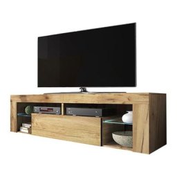 Selsey BIANKO - Meuble TV / Banc TV (140 cm, chêne lancaster, éclairage LED)