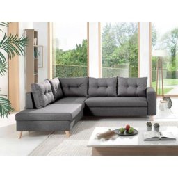 Nordic - canapé scandinave d'angle gauche l convertible en tissu - gris foncé - Gris foncé