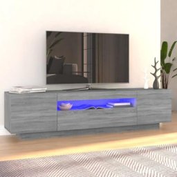 Meuble tv avec lumières led | Banc tv Armoire de rangement Sonoma gris 160x35x40 cm 55118 - Gris