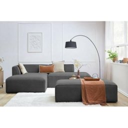 Canapé modulable Bobochic Canapé d'angle fixe modulable megeve tissu velours côtelé avec pouf Angle