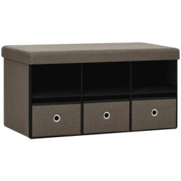 Vidaxl - Banc de rangement pliable Marron 76x38x38 cm Faux lin Marron