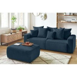 Canapé droit convertible Bobochic Canapé droit convertible coffre envy velours côtelé avec pouf