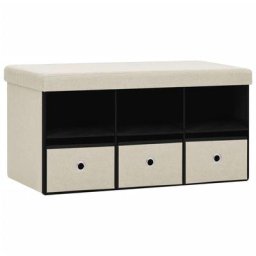 Vidaxl - Banc de rangement pliable Blanc crème 76x38x38 cm Faux lin Blanc crème