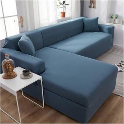 Housse de canapé d'angle en forme de l avec housse élastique pour canapé 1/2/3/4 places (Le canapé
