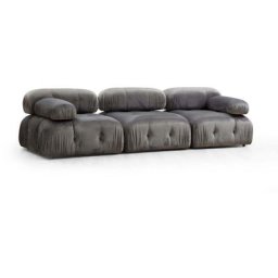 Canapé modulable 3 places Nourhane Velours Gris - Gris
