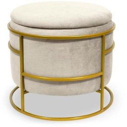 Pouf coffre rond Ringo en velours Beige - Beige