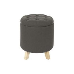 Pouf Coffre Rond Pieds En Bois Eleonor