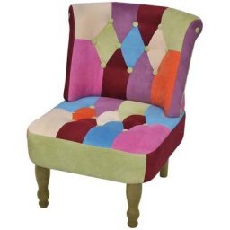 Chaise en style français avec design de patchwork Tissu Vidaxl Multicolore