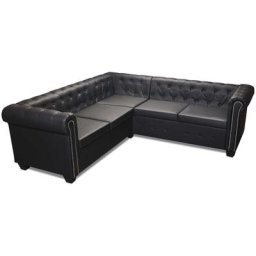 Vidaxl - Canapé d'angle Chesterfield 5 places Cuir synthétique Noir Black