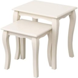 soges BSB-009 tables gigognes ensemble de 2, table de canapé, table d'appoint blanc cassé