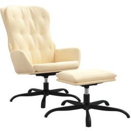 Chaise de relaxation avec repose-pied Crème Similicuir Vidaxl Crème