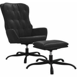 Chaise de relaxation avec repose-pied Noir Similicuir Vidaxl Noir