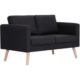 Vidaxl - Canapé à 2 places Tissu Noir Black