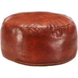 Pouf 60 x 30 cm Brun roux Cuir véritable de chèvre Vidaxl Tan