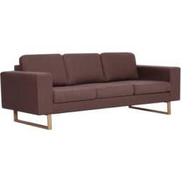Canapé à 3 places Tissu Marron vidaXL - Brown