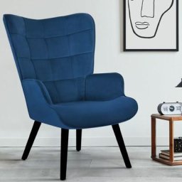 Fauteuil scandinave ania en velours bleu - Bleu