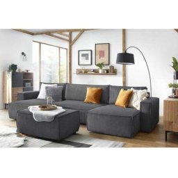 Pouf Bobochic Pouf nihad velours côtelé Gris foncé - Gris foncé