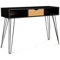Console vintage leoni motifs graphiques - Noir