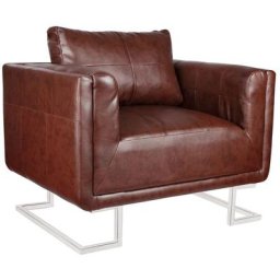 Fauteuil cube avec pieds chromés Marron Similicuir Vidaxl Marron