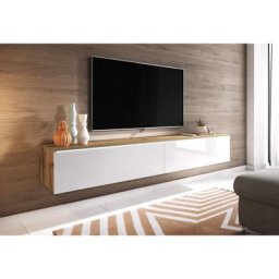 Bratex - Meuble tv Lowboard d 180 cm, meuble tv avec éclairage led, meuble tv suspendu, couleur