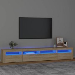 Meuble TV Banc TV Scandinave | Armoire TV avec lumières LED Chêne sonoma 22008