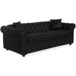 Canapé Chesterfield convertible express avec matelas Domingo Simili Noir - Noir