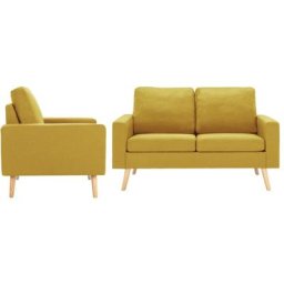 Ensemble de canapés 2 pcs Tissu Jaune vidaXL - Yellow